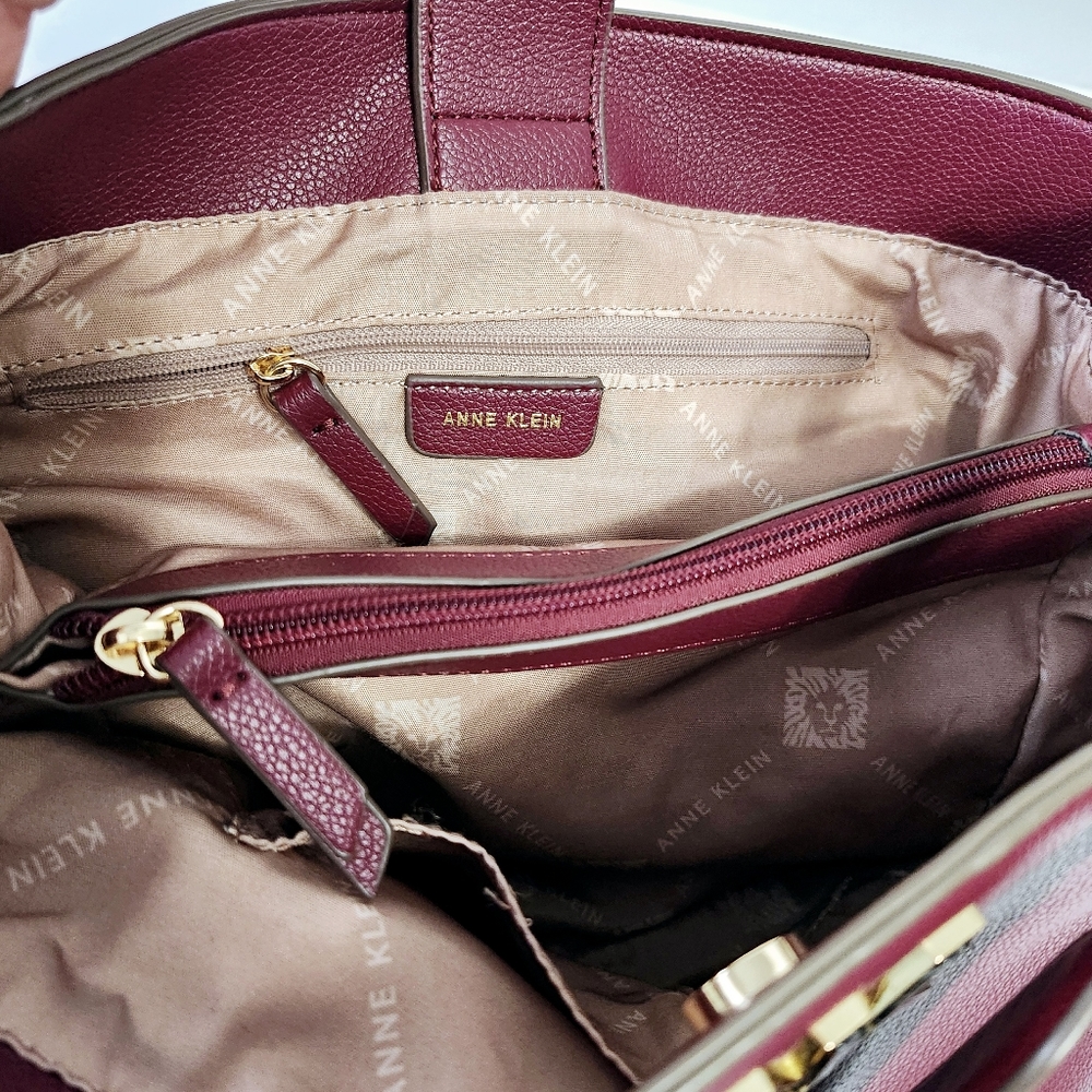 ANNE  KLEIN Shoulder Bag Maroon Purse w/ scarf - Picture 10 of 14
